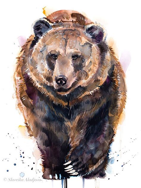 Brown Bear Watercolor Painting Print by Slaveika Aladjova - Etsy UK