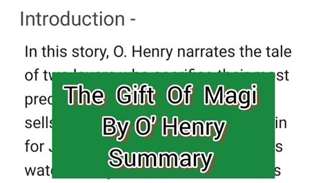 Summary of story The Gift Of Magi/The Gift of Magi by O'Henry/the gift of magi summary in hindi ...