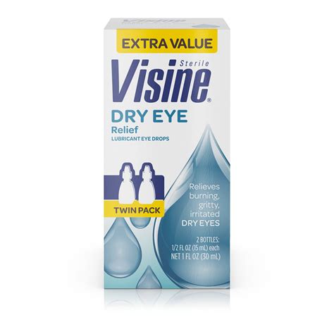 Visine Dry Eye Relief Lubricating Eye Drops, 0.5 fl. oz, Pack of 2 ...