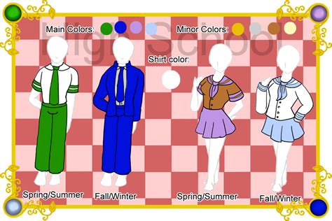 Rosewood Academy: High School Uniforms by VanillatheNeko on DeviantArt