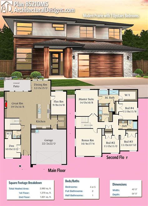 Architectural Designs Modern House Plan 85210MS gives you 4+ beds and ...