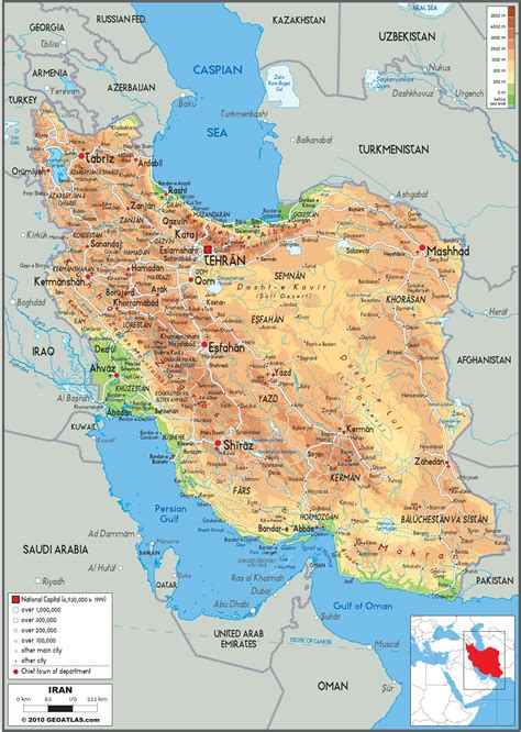 Iran Physical Wall Map by GraphiOgre - MapSales