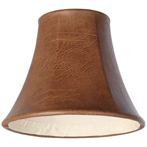 Brown Faux Leather Lamp Shade 3x6x5 (Clip-On) - #Y1843 | Lamps Plus