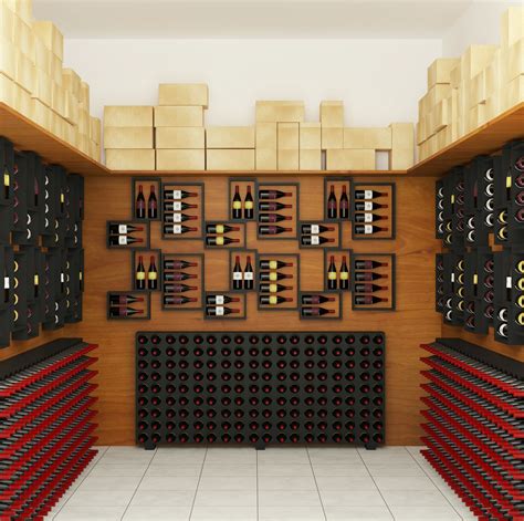 Black Wooden Wine Shelves on Brown Wall · Free Stock Photo