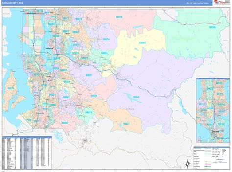 King County, WA Wall Map Color Cast Style by MarketMAPS - MapSales