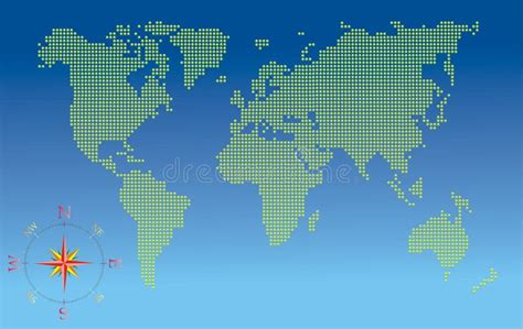 World map with compass stock vector. Illustration of earth - 2336360