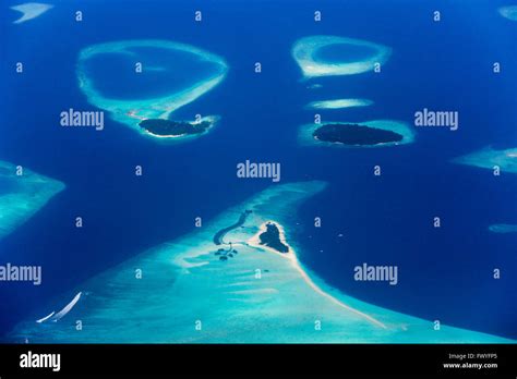 Aerial view of atolls in the ocean, Maldives Stock Photo - Alamy