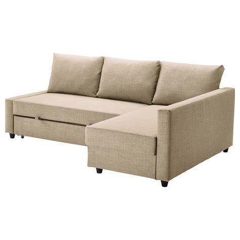 FRIHETEN Corner sofa-bed with storage Skiftebo beige - IKEA