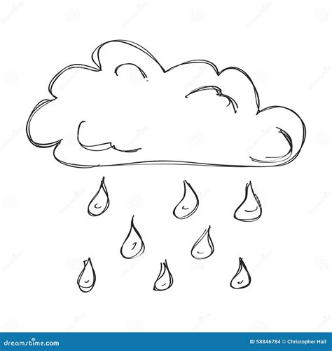 Simple Doodle of a Cloud with Rain Stock Vector - Illustration of sketch, light: 58846784