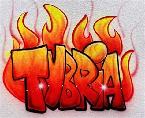 Airbrush Fire & Flame Letters Name Design T Shirt in 2024 | Name design art, Graffiti lettering ...