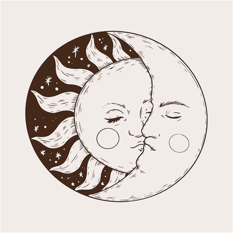 Premium Vector | Hand drawn sun and moon drawing illustration