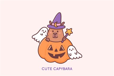 Cute capybara and ghosts Halloween EPS, SVG, PNG