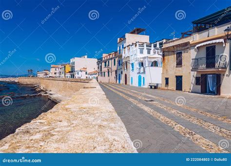 Alghero Old Town, Alghero Street View on a Beautiful Day. Alghero, Italy Stock Image - Image of ...