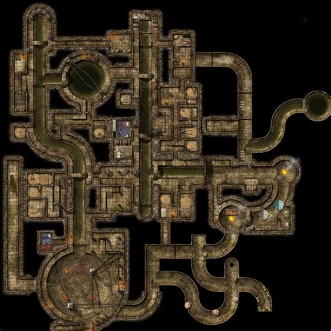 Sewer/Slaver Hideout Battlemap : battlemaps | Fantasy map, Dungeon maps, Pathfinder maps