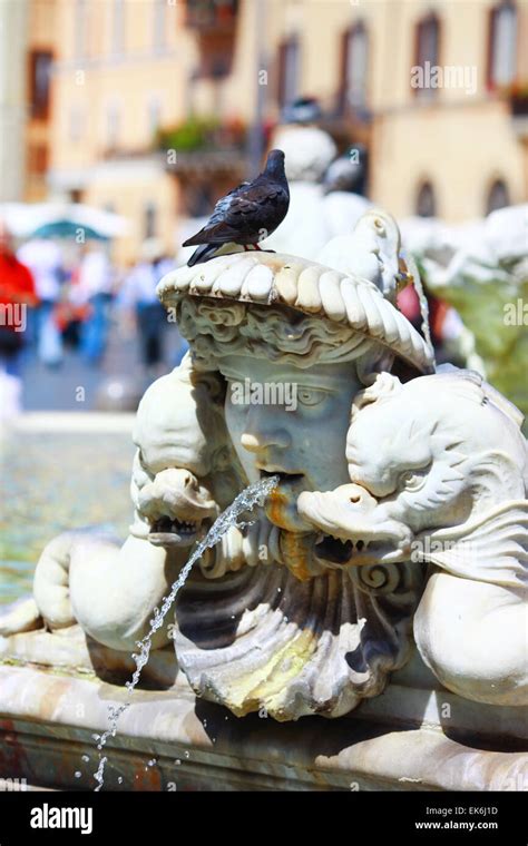 details of beautiful fountain in piazza Navona in Rome Stock Photo - Alamy