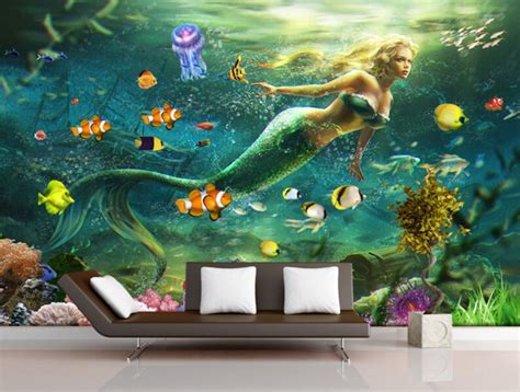 3D Mermaid Pretty GN432 Wallpaper Mural Decal Mural Photo - Etsy