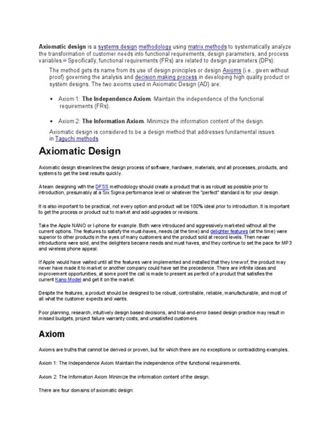 Axiomatic Design | Axiom | Matrix (Mathematics)