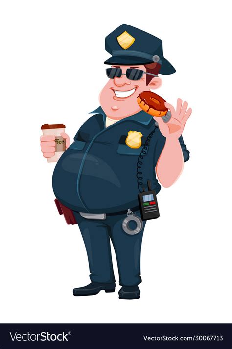 Police officer funny cartoon character Royalty Free Vector