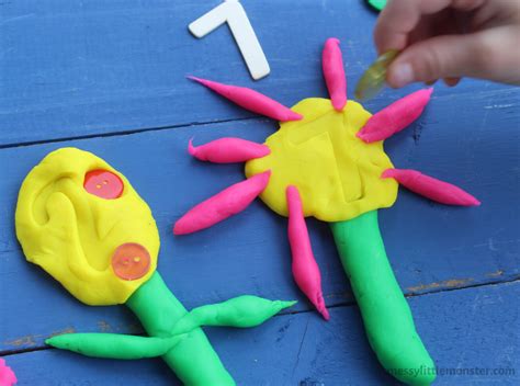 Playdough Flowers Counting Activity - Messy Little Monster