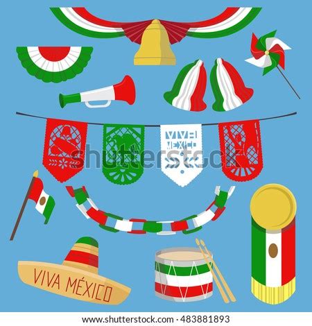 Mexican Independence Day Decorations Stock Vector (Royalty Free) 483881893 - Shutterstock