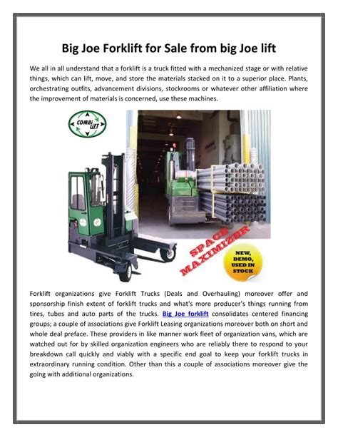 PPT - Big Joe Forklift for Sale from big Joe lift PowerPoint Presentation - ID:7734863