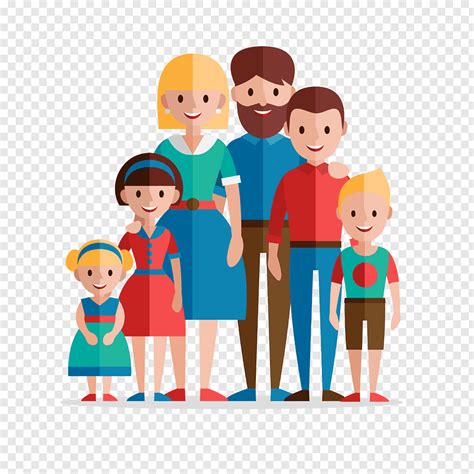 family of 6 animated, Family Home Evening Flat design Illustration, family free png | Flat ...