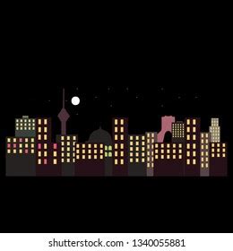 Tehran Skyline Night Vector Stock Vector (Royalty Free) 1340055881 ...