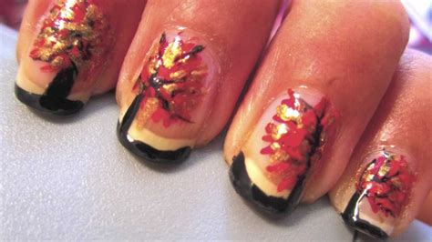 Fall Leaves Nail Art - YouTube