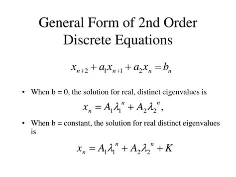 PPT - Linear Equations General Form: x n +1 = ax n + b If b = 0, the ...