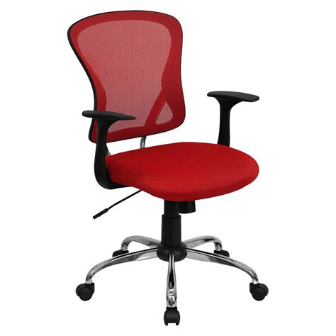 Belnick Mid-Back Mesh Chair with Chrome Base - Red | Mesh task chair ...