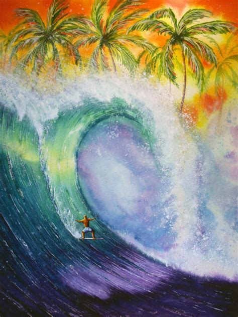 FREE SHIPPING Surf Art Surfboard Wave Painting | aftcra