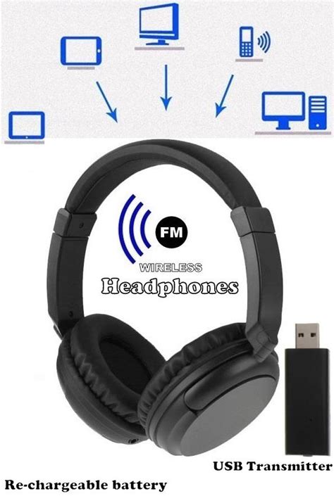 Wireless Cordless Headphones Headset USB Stereo Earphone TV FM PC MP3 ...