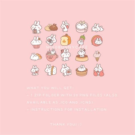 Cute Miso Bunny Desktop / Folder Icons / Digital / INSTANT - Etsy