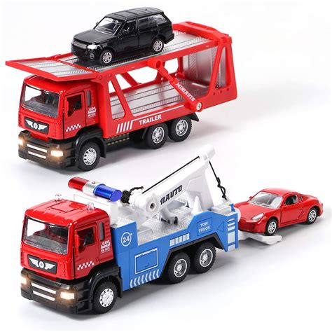 Buy Winrayk 4Pcs Tow Truck Toys with Mini Toy Cars Set Pull Back Cars ...