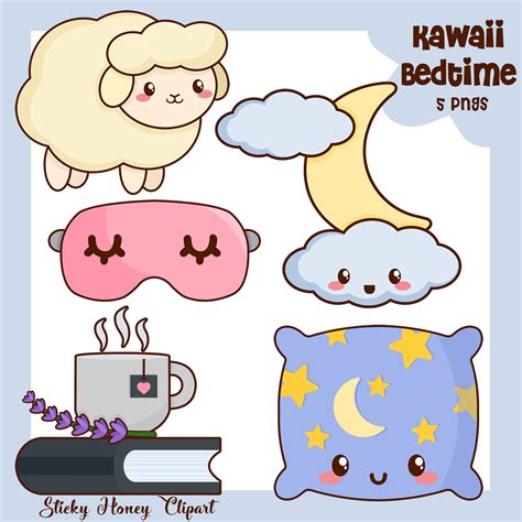 Bedtime Clipart Kawaii Bedtime Clipart Cute Bedtime Clipart Bedtime Clip Art Bedtime Graphics ...