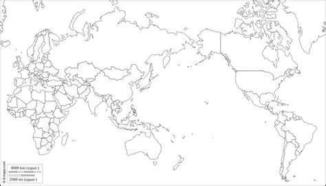 Monde centré Pacifique : carte géographique gratuite, carte ...