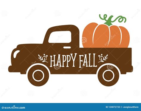 An Old Vintage Truck Carrying a Pumpkin in Fall Stock Vector ...