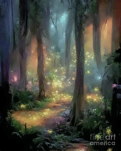 An enchanted forest full of fireflies Digital Art by Kamila Milik - Pixels