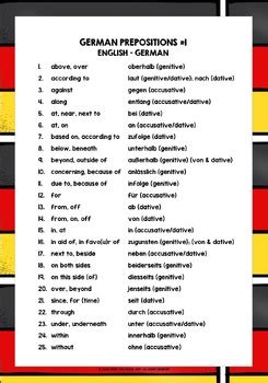 GERMAN PREPOSITIONS LIST FREEBIE by Lively Learning Classroom | TPT