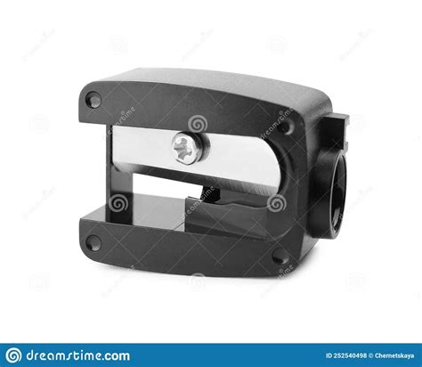 Plastic Black Pencil Sharpener Isolated on White Stock Photo - Image of accessory, metal: 252540498