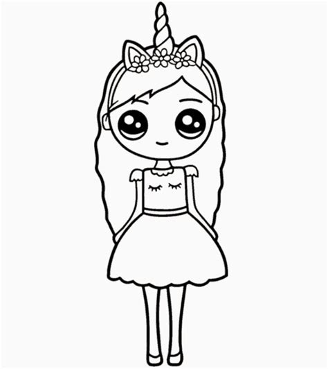 How to Draw a Cute Unicorn Girl step by step | Cute drawings, Kawaii ...