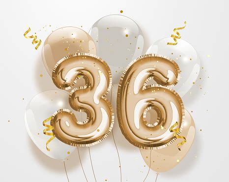 Happy 36th Birthday Gold Foil Balloon Greeting Background Stock Illustration - Download Image ...