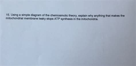 Solved Using a simple diagram of the chemiosmotic theory, | Chegg.com