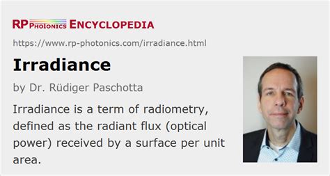 Irradiance – intensity, radiant flux, radiometry, measurement