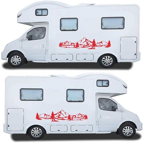 HOTEU Universal Mountain Design Motorhome Stripes Decorative Camper Vans Caravan Decals Vinyl ...