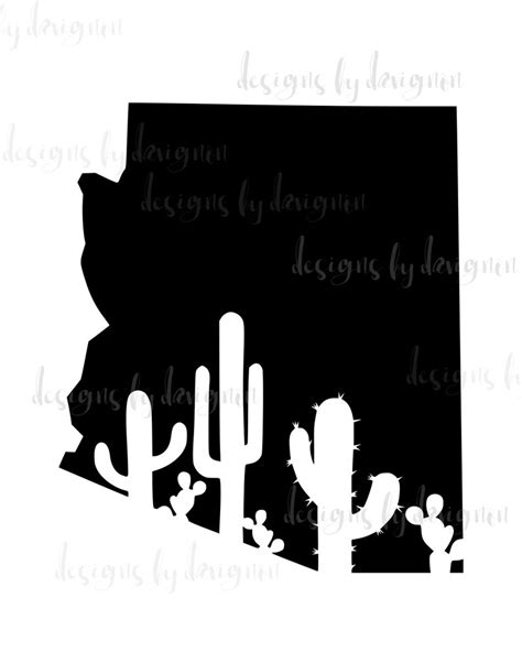 Digital File Arizona State Silhouette with Cactus Printable | Etsy