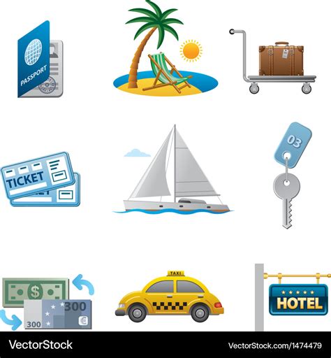 Tourism icon set Royalty Free Vector Image - VectorStock