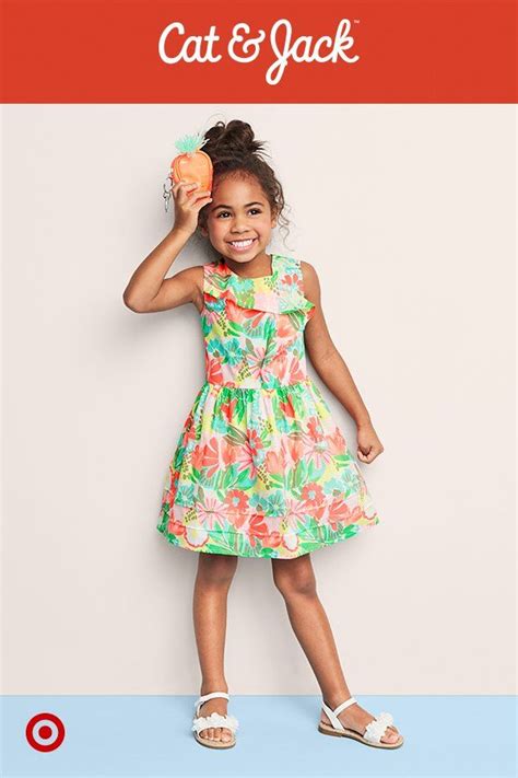 Get your toddler all dressed up with this printed, ruffle-topped dress ...