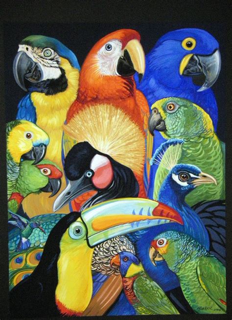 While at the TNNA Needlepoint show I painted on a canvas of tropical birds I had started at home ...