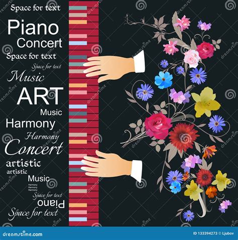 Unique Template of Musical Banner for Concert of Classical Music with Musician Hands Playing on ...